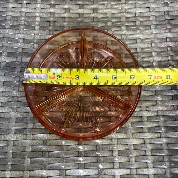 Vintage Pink Depression Glass 3 Part Divided Starburst Dish Candy Nut Relish - Picture 4 of 4